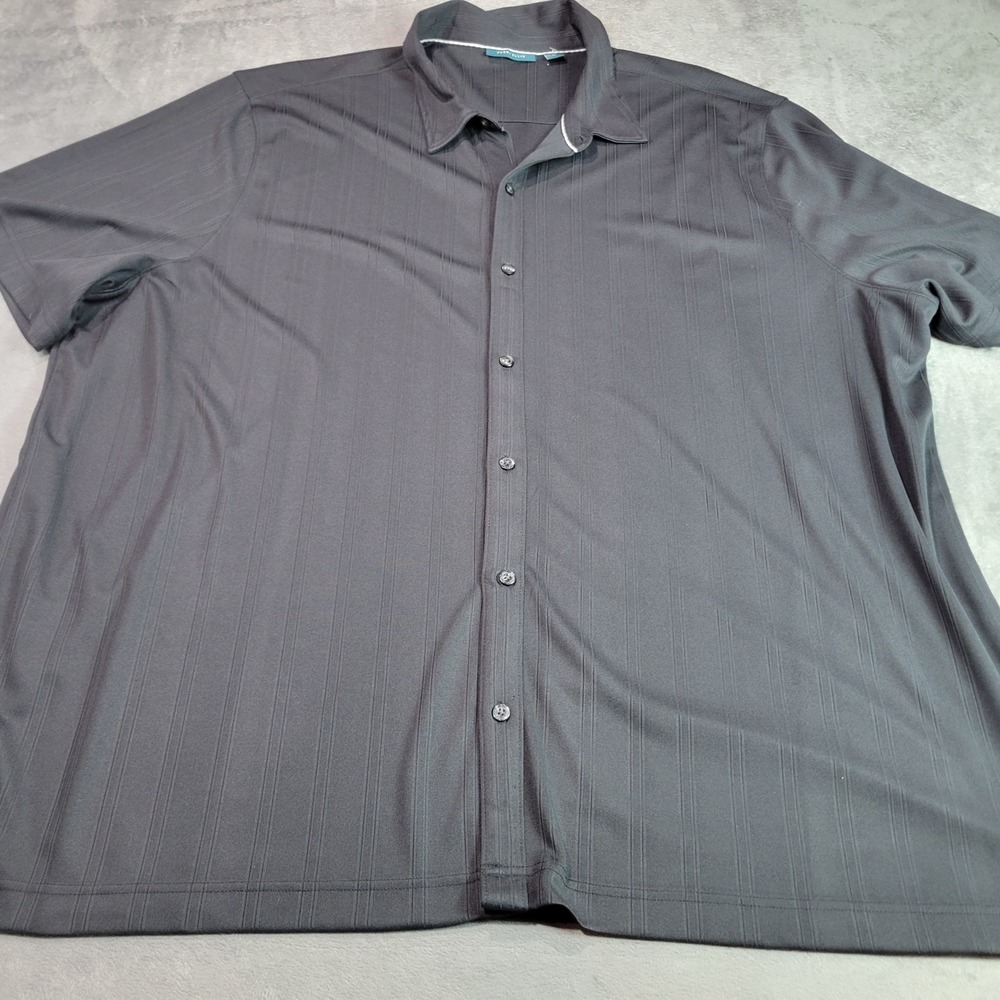 Perry Ellis Shirt Mens 4X Black Shadow Stripe Button Down Casual Short Sleeve‎